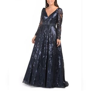 Mac Duggal Navy Blue Sequin Dress